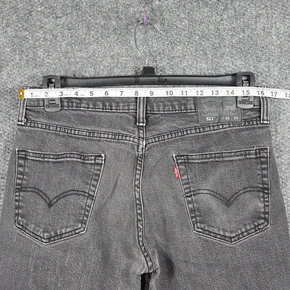 Levi's Mens 34x30 511 Slim Fit Jeans Black Faded Stretch Denim